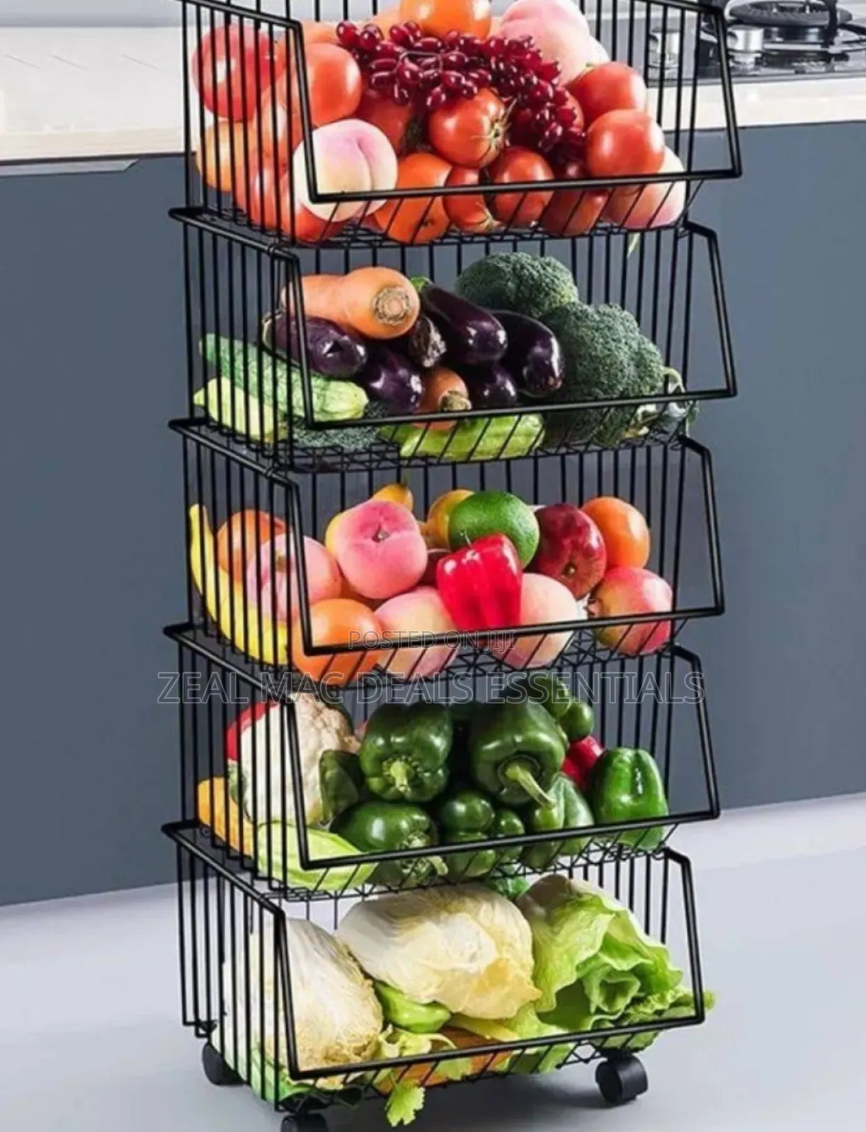 5-Layer Kitchen Vegetable Storage Basket Rack Trolley