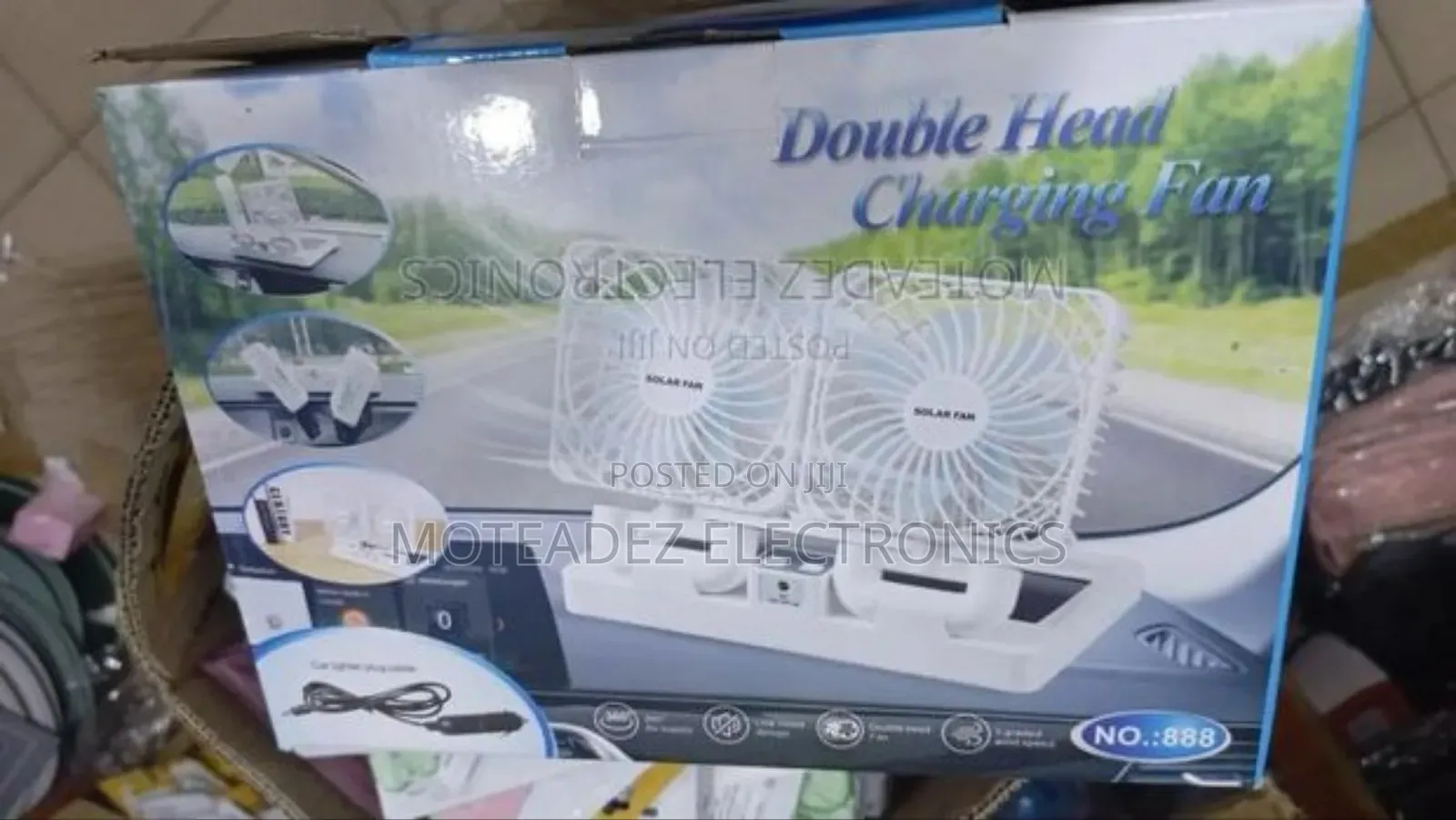 Double Head Foldable Quality Solar/Electric Rechargeable Fan