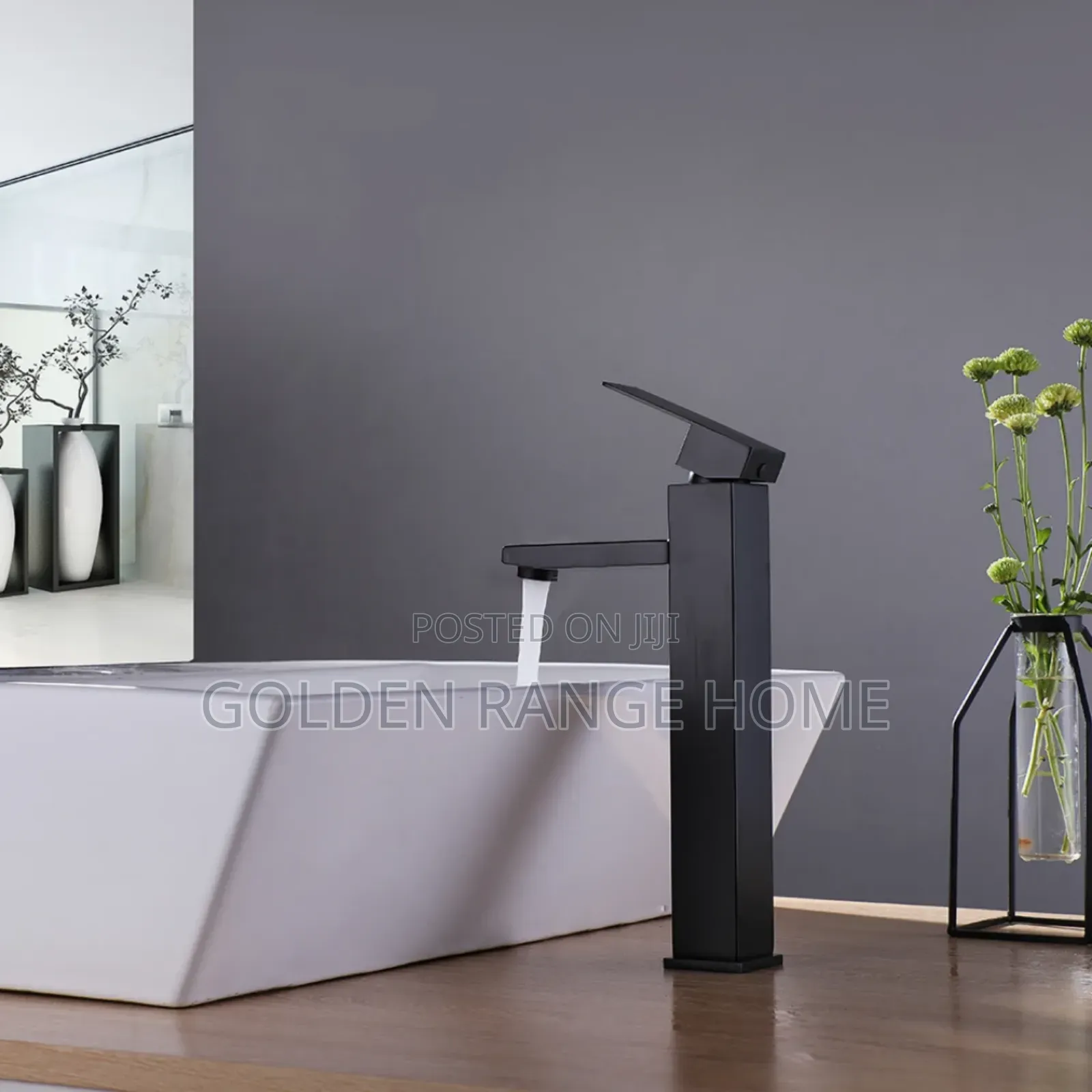 Black Square Shape Basin Mixer Tap