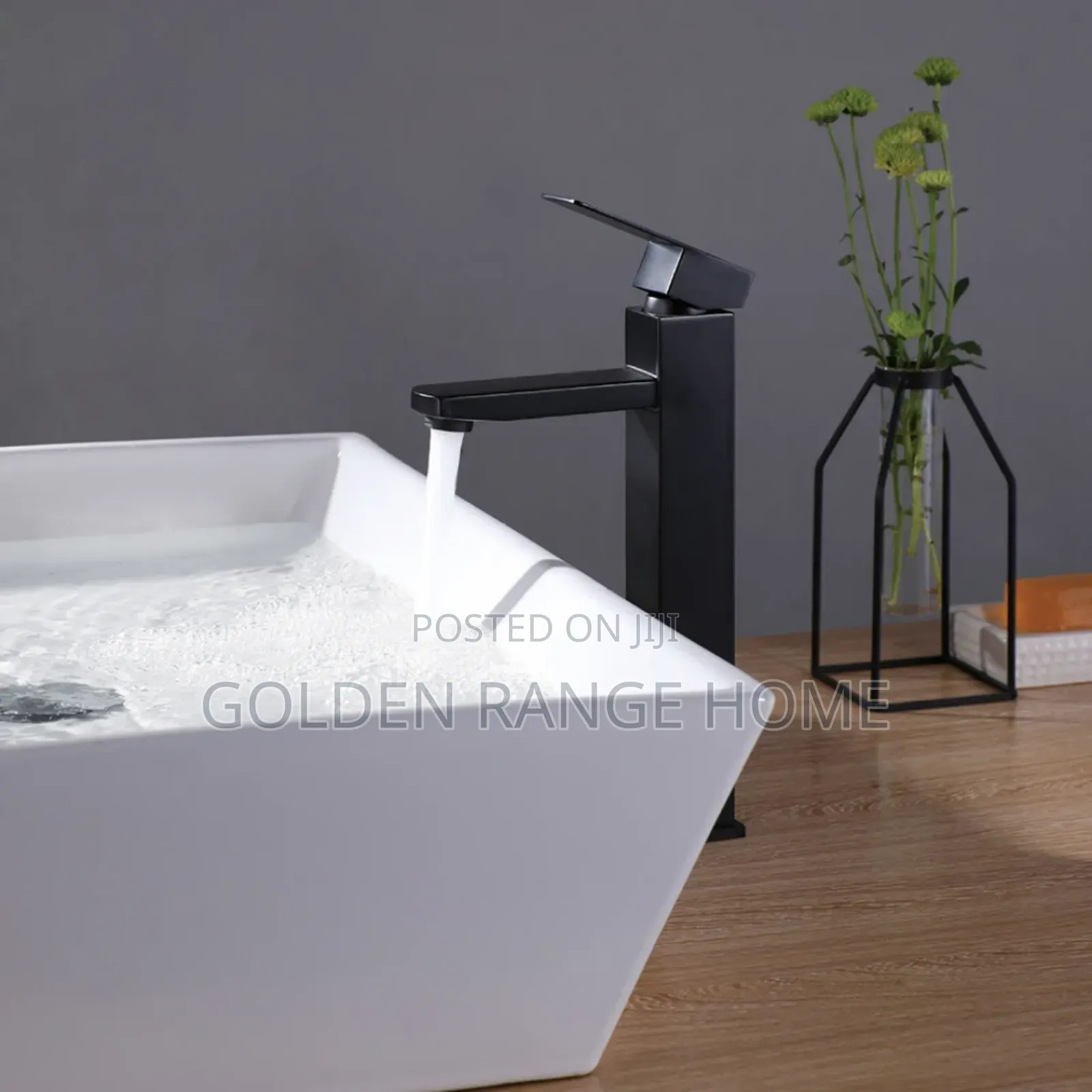 Black Square Shape Basin Mixer Tap