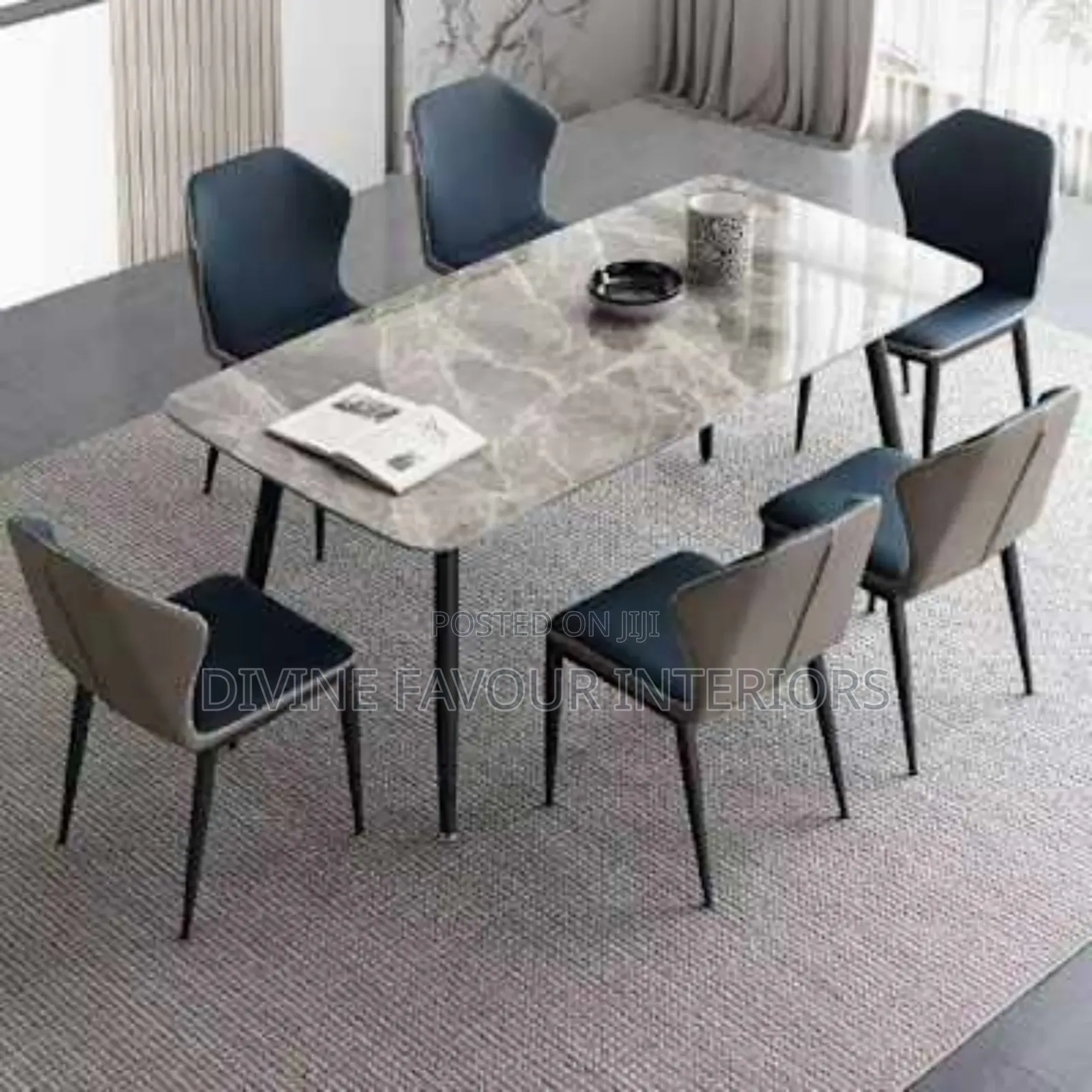 Dining Set With Marble Table and 6 Chairs