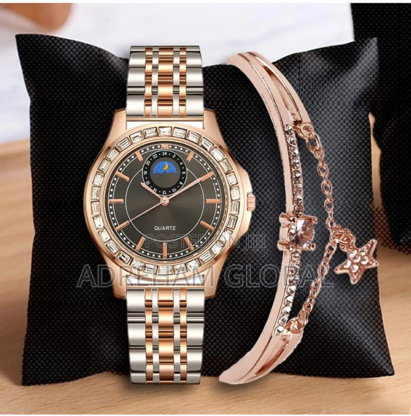 Caren Quality Chain Watch With Bracelet in a Box,Black,Brown,Wine Face
