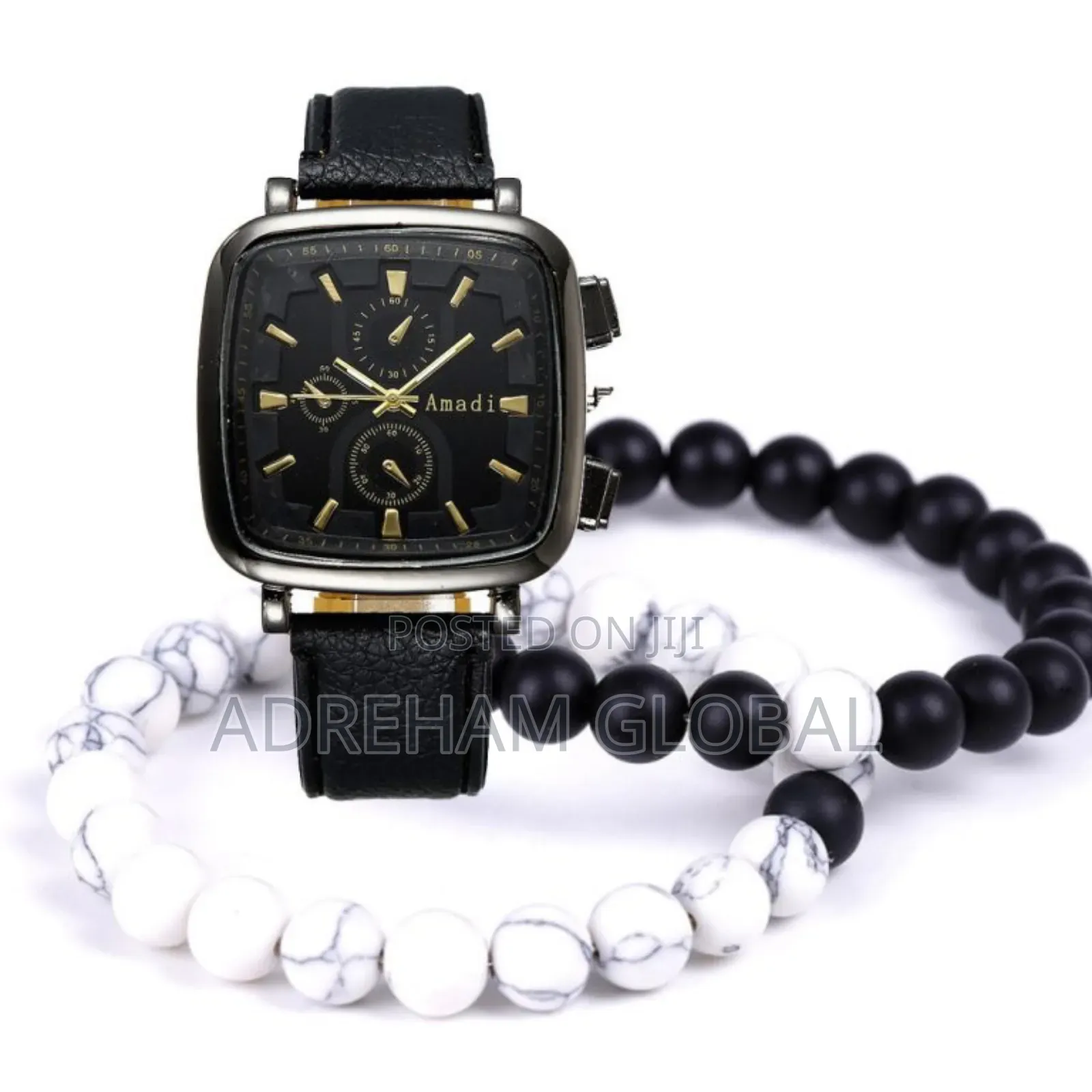 Jeremy Double Beaded Leather Wristwatch Comes in a Big Box