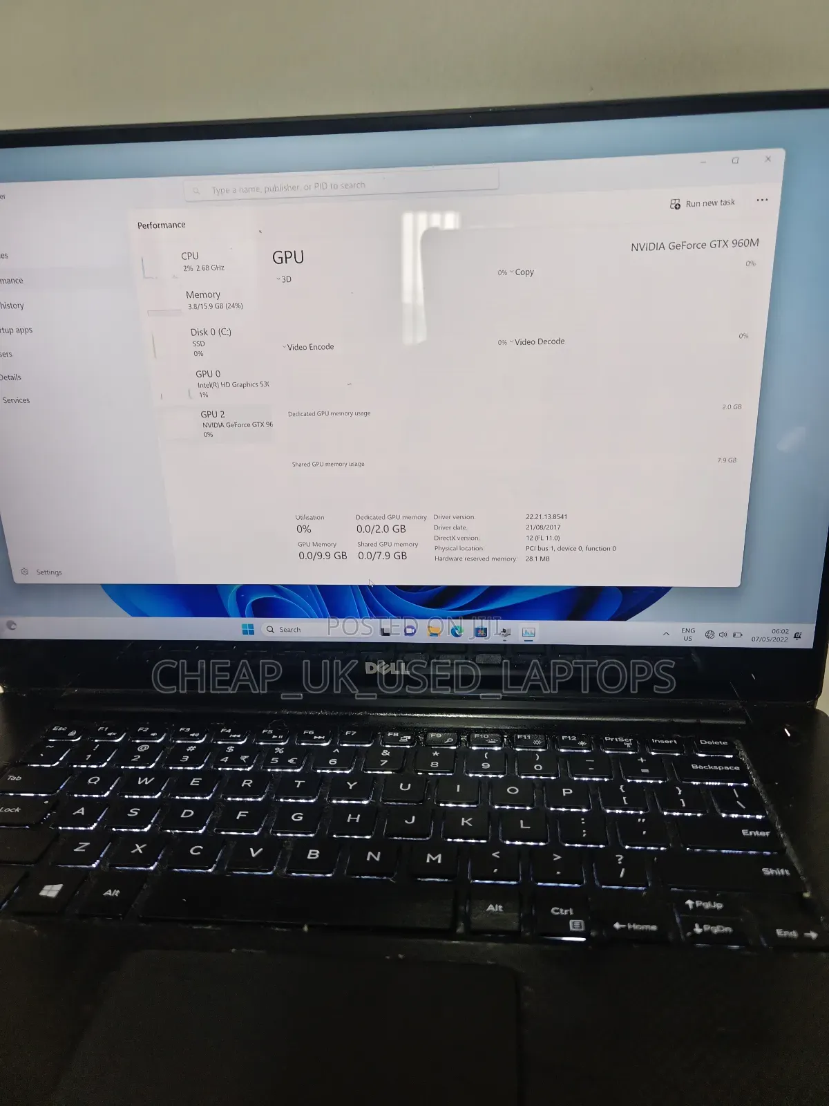Laptop Dell XPS 15 (9550) 16GB Intel Core I7 SSD 512GB