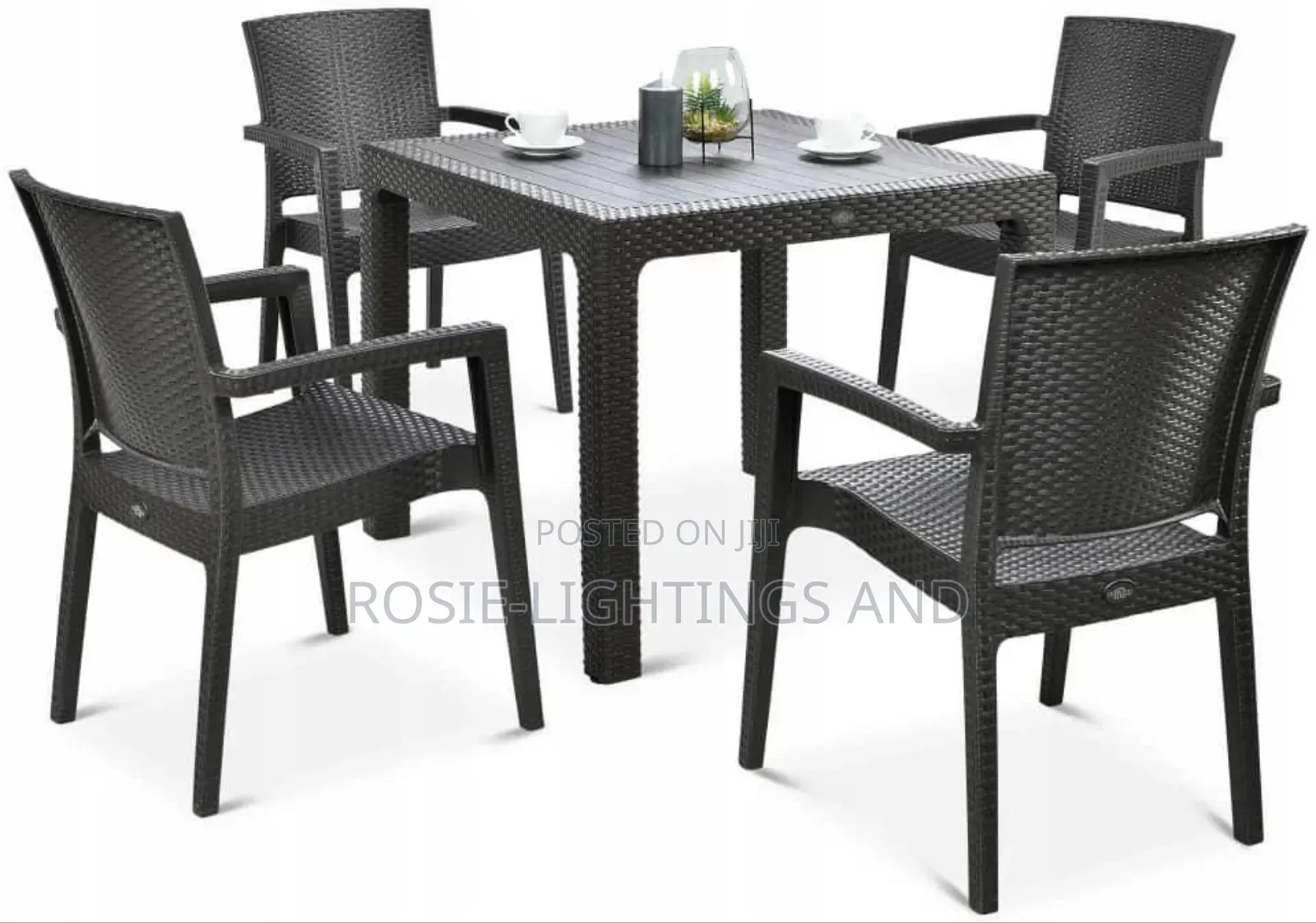 Outdoor /Indoor Restaurant Patio Plastic Rattan Table Set
