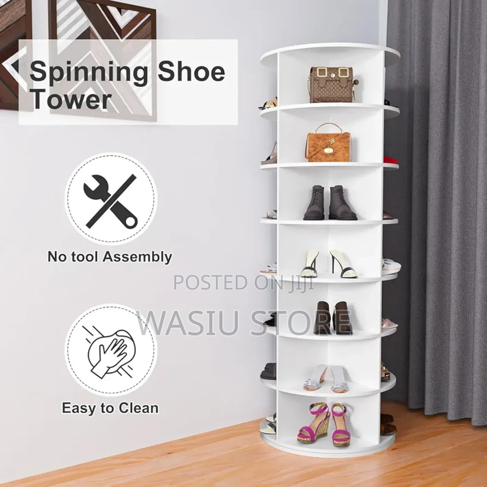 Luxury 7-Tier Rotating Shoe Rack Tower