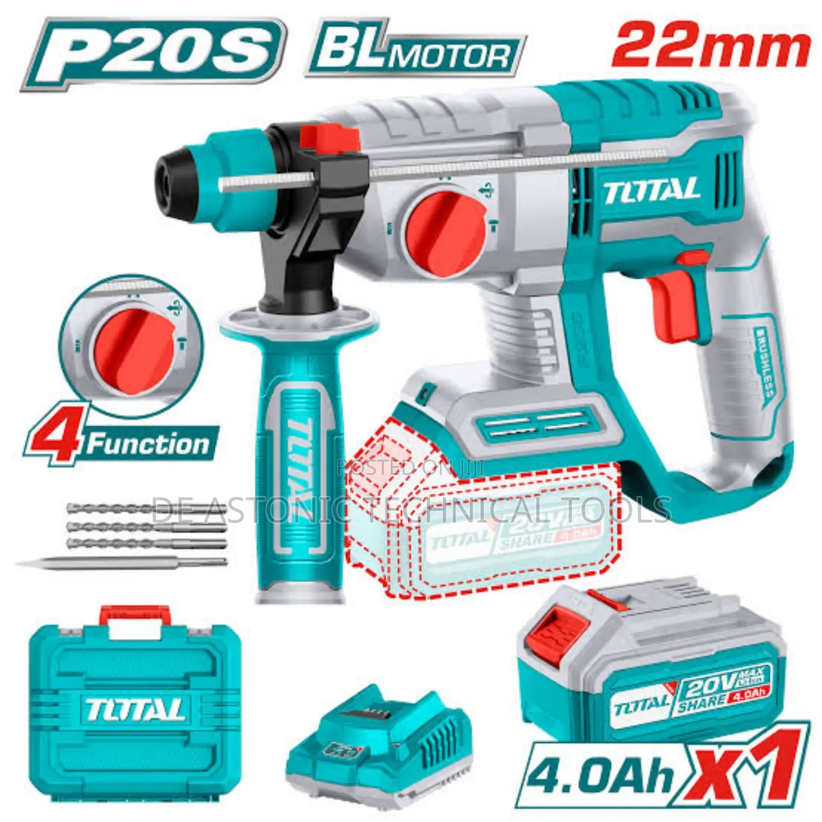 Total Cordless Rotary Hammer-22mm