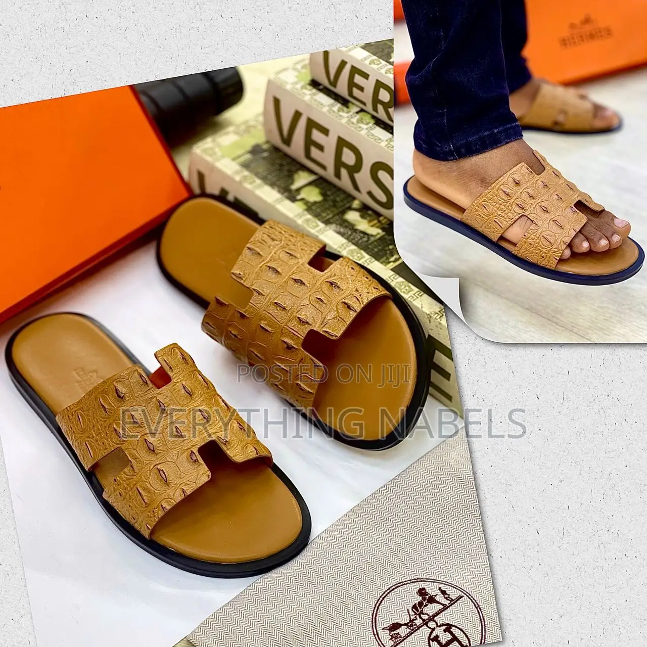 Original Crocodile-Skinned Hermès Slides