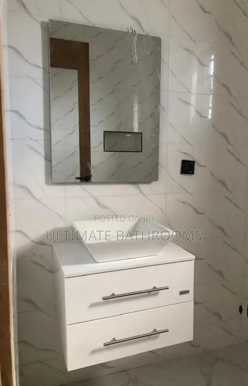 White Suspended Bathroom/Dinning Cabinet With Led Mirror