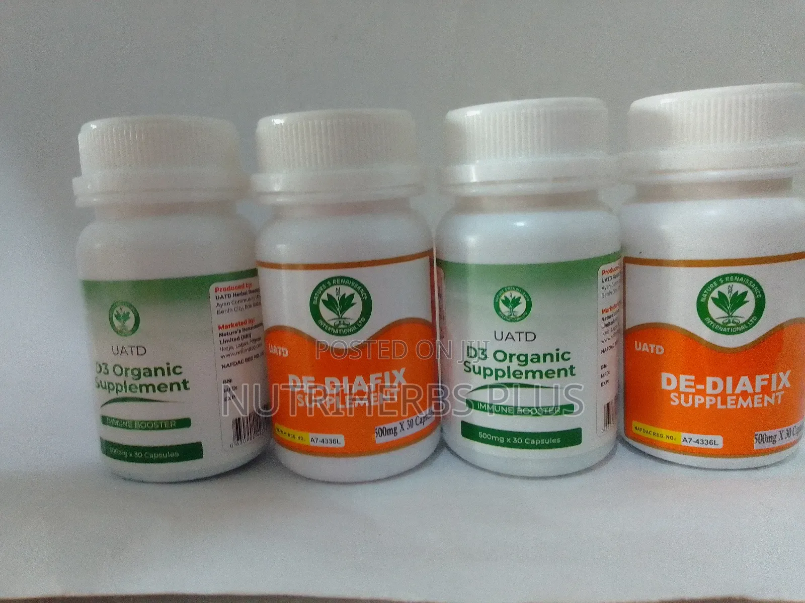 Uatd Nri D3 Organic Supplement and De-Diafix ( 4 Bottles)