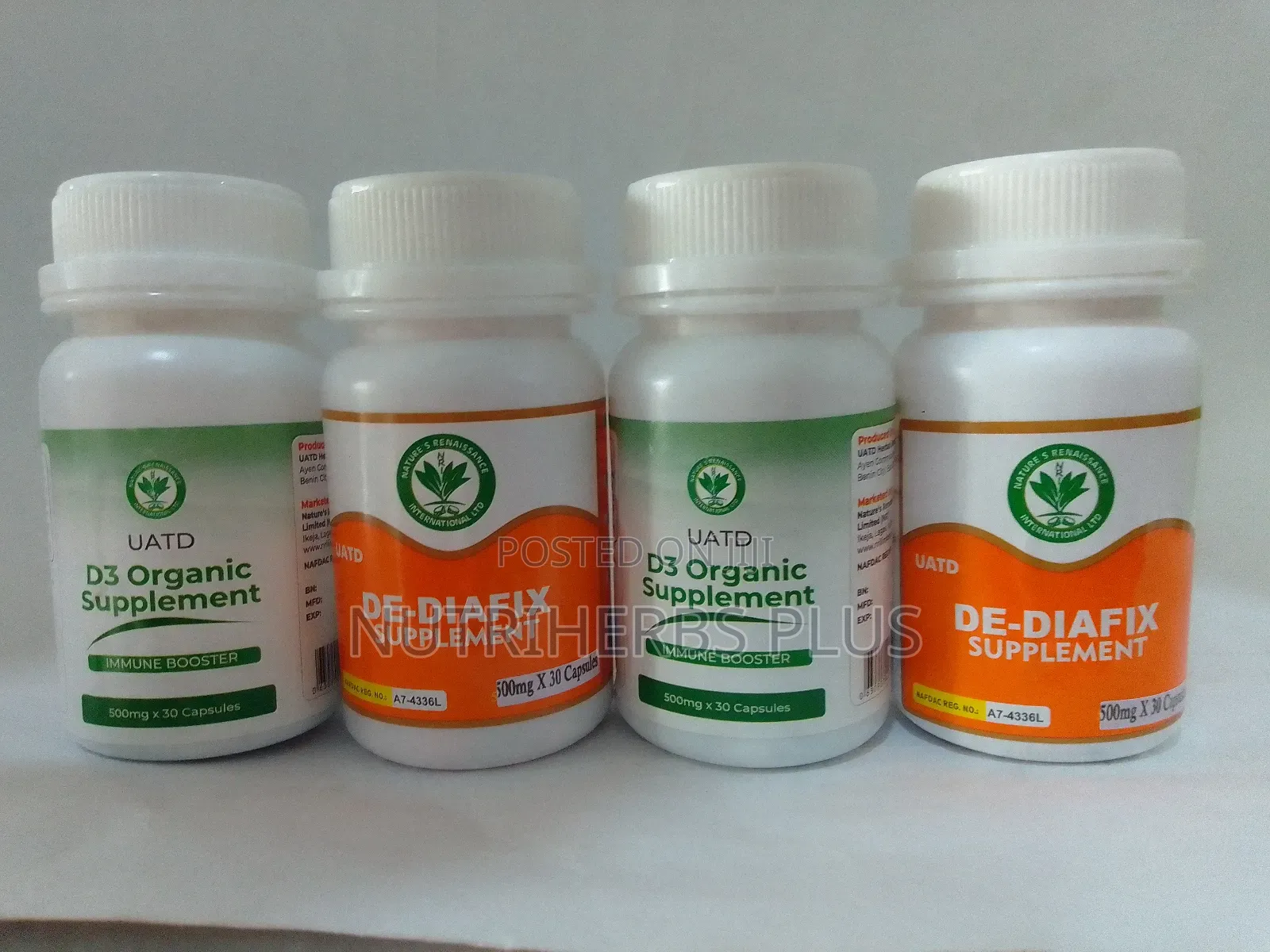 Uatd Nri D3 Organic Supplement and De-Diafix ( 4 Bottles)