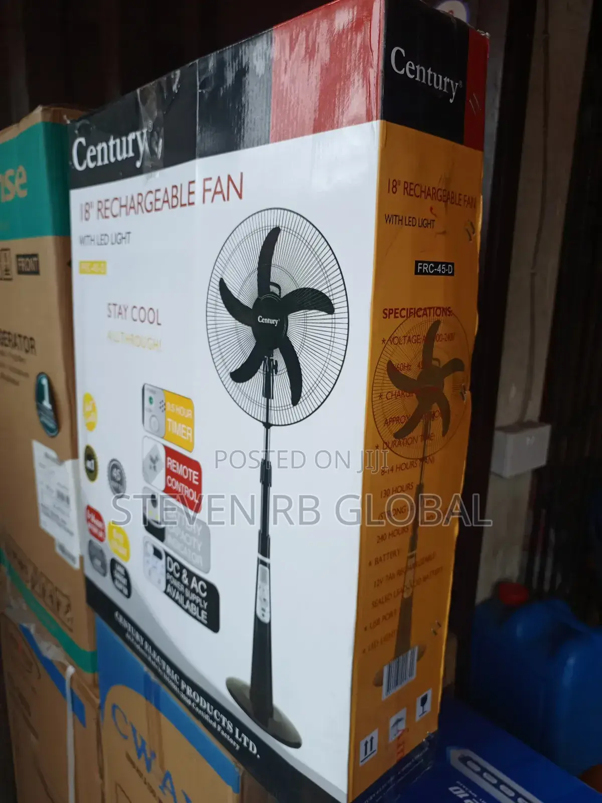 Century 18 Inches Rechargeable Fan (Frc-45-D) - Black