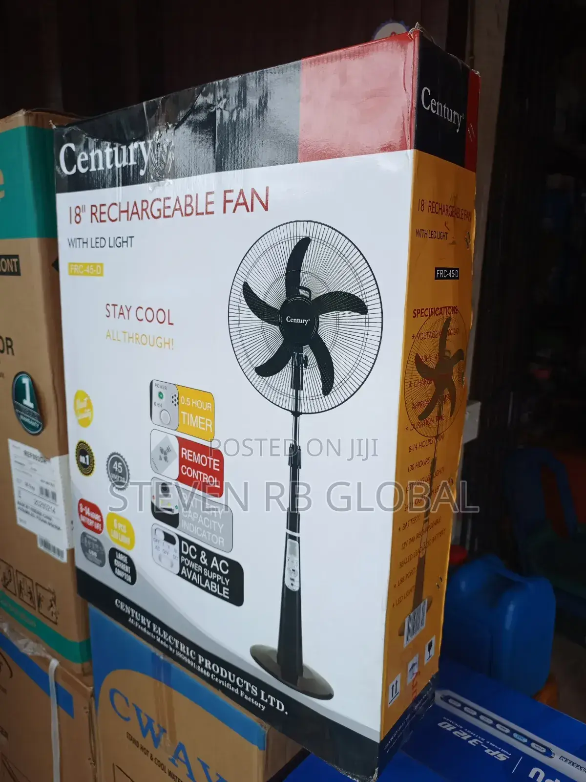 Century 18 Inches Rechargeable Fan (Frc-45-D) - Black