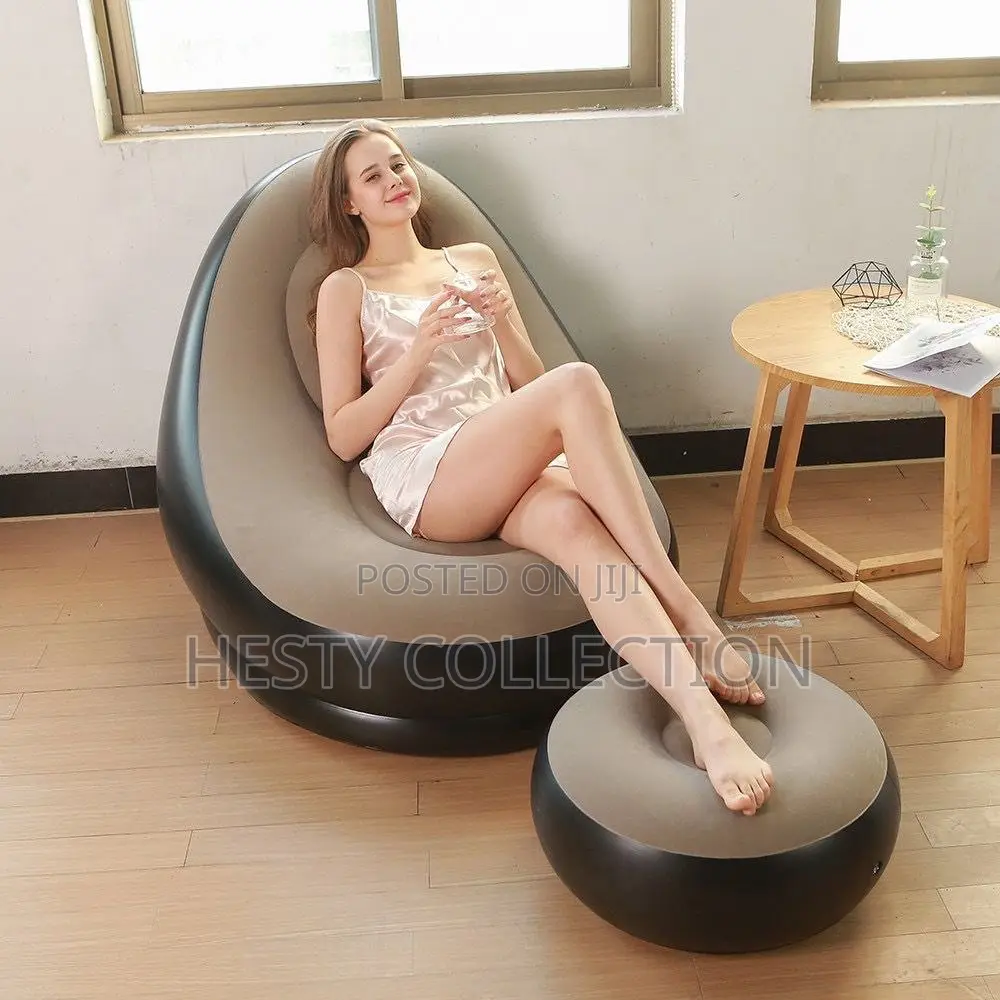 Inflatable Sofa Chair and Footstool or Leg Rest With Pump