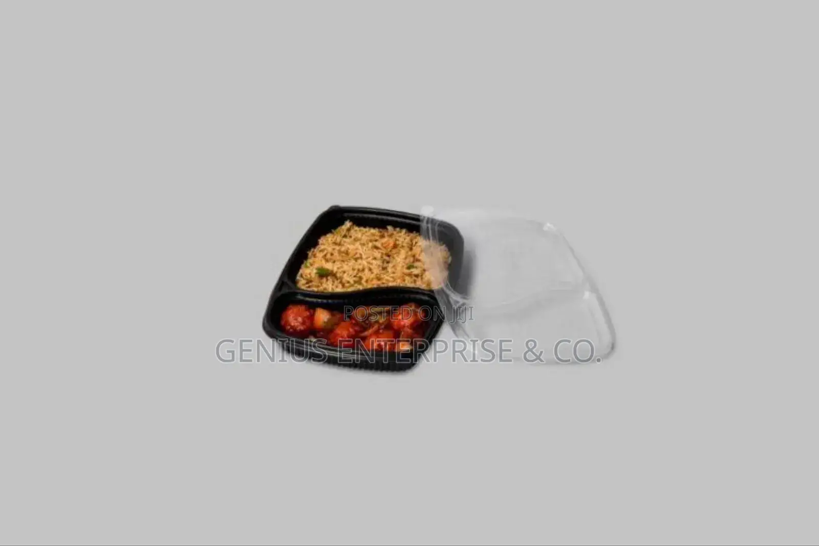 2comp Meal Tray With Lid Cover – Black (1000ml) – (50pcs)