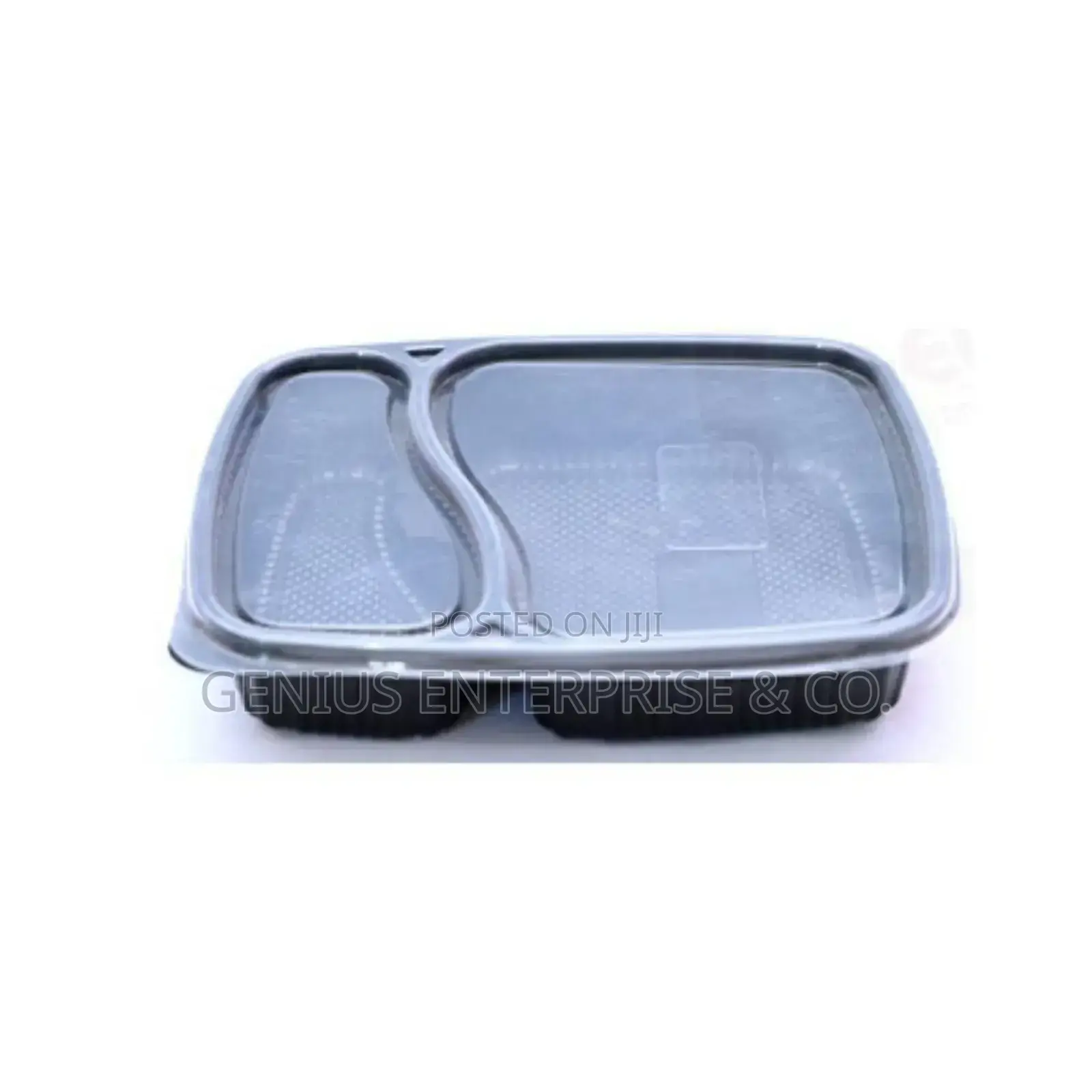 2comp Meal Tray With Lid Cover – Black (1000ml) – (50pcs)