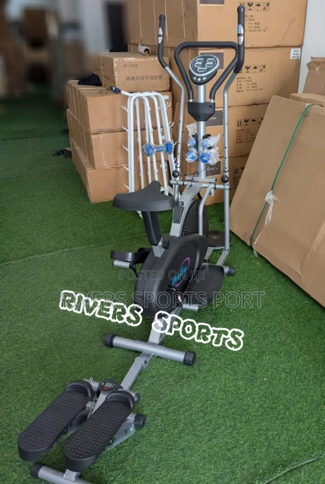 4 in 1 Elliptical Bike With Dumbbells Stepper and Twister