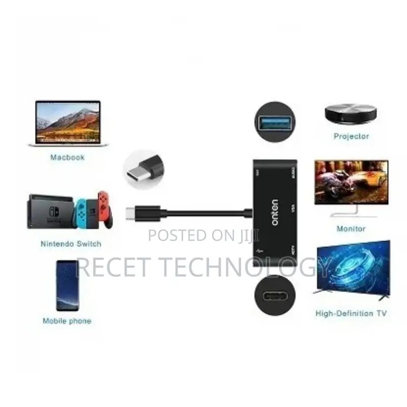 Onten Otn-9573s Usb-C to Hdmi/Vga/Audio Hub 