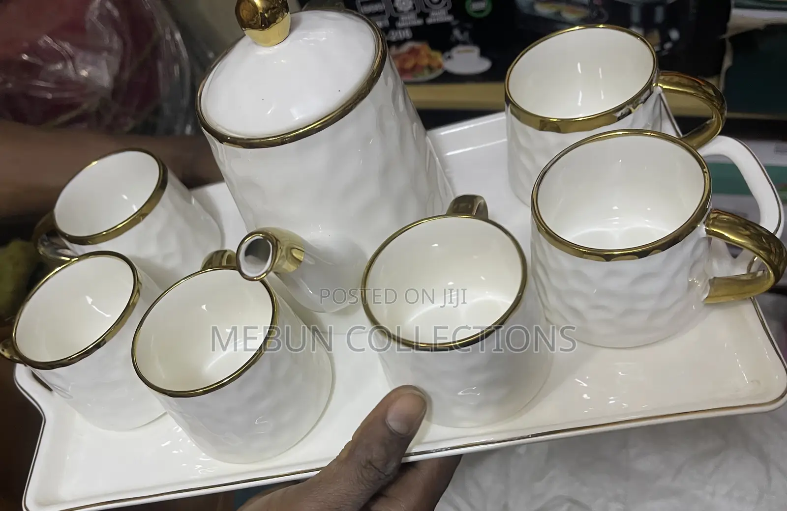 Ceramic Coffee Set Jug With 6cups and Tray