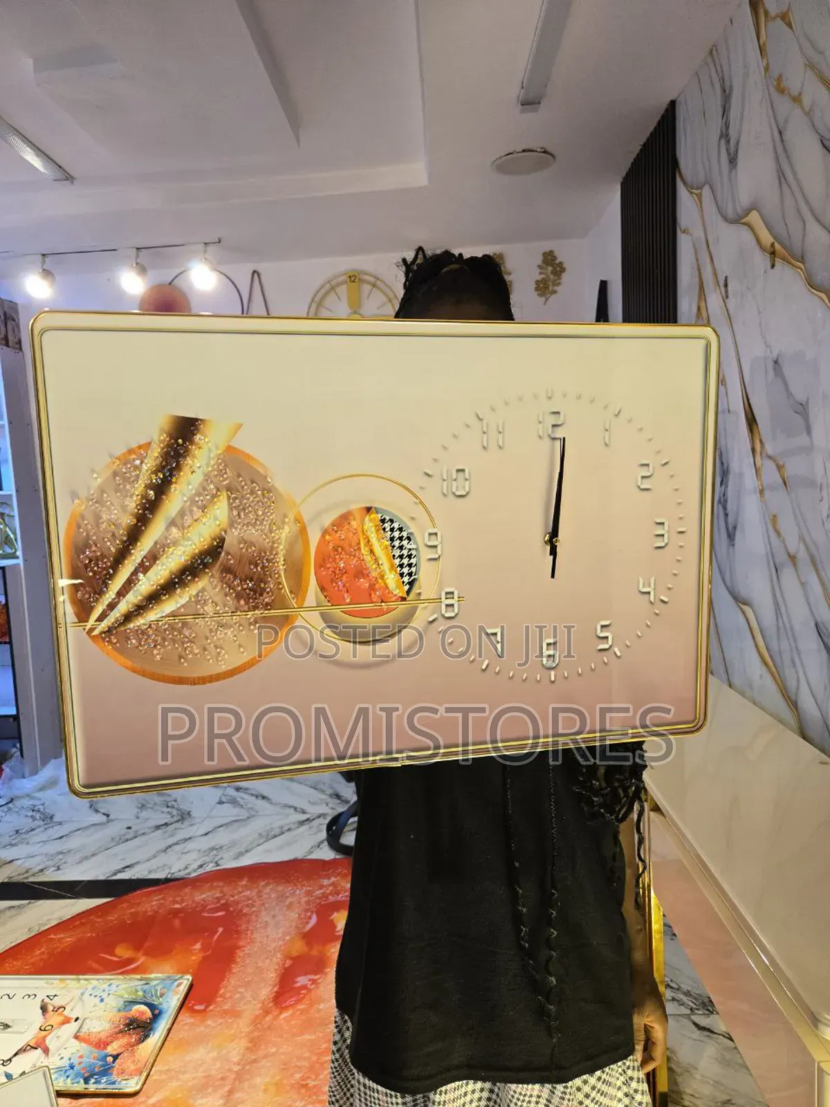 Unbreakable Crystal Wall Acrylic Stone Frame With Clock