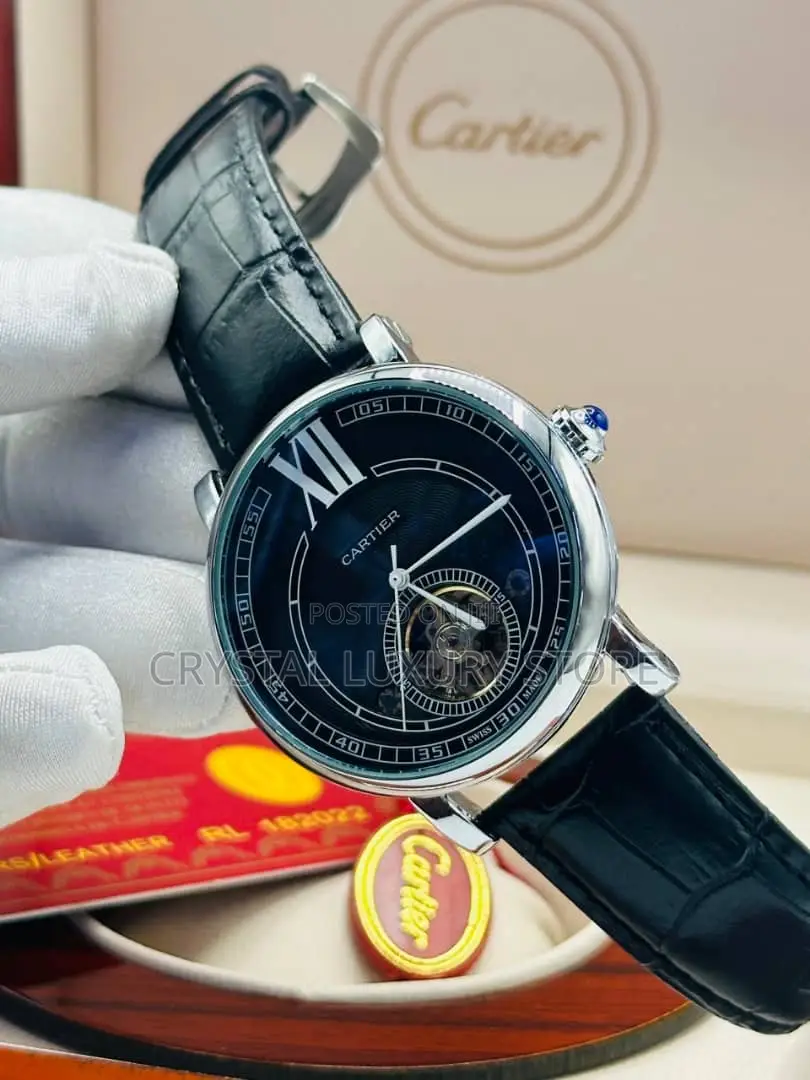 Cartier Quality Luxury Men Genuine Leather Wristwatch