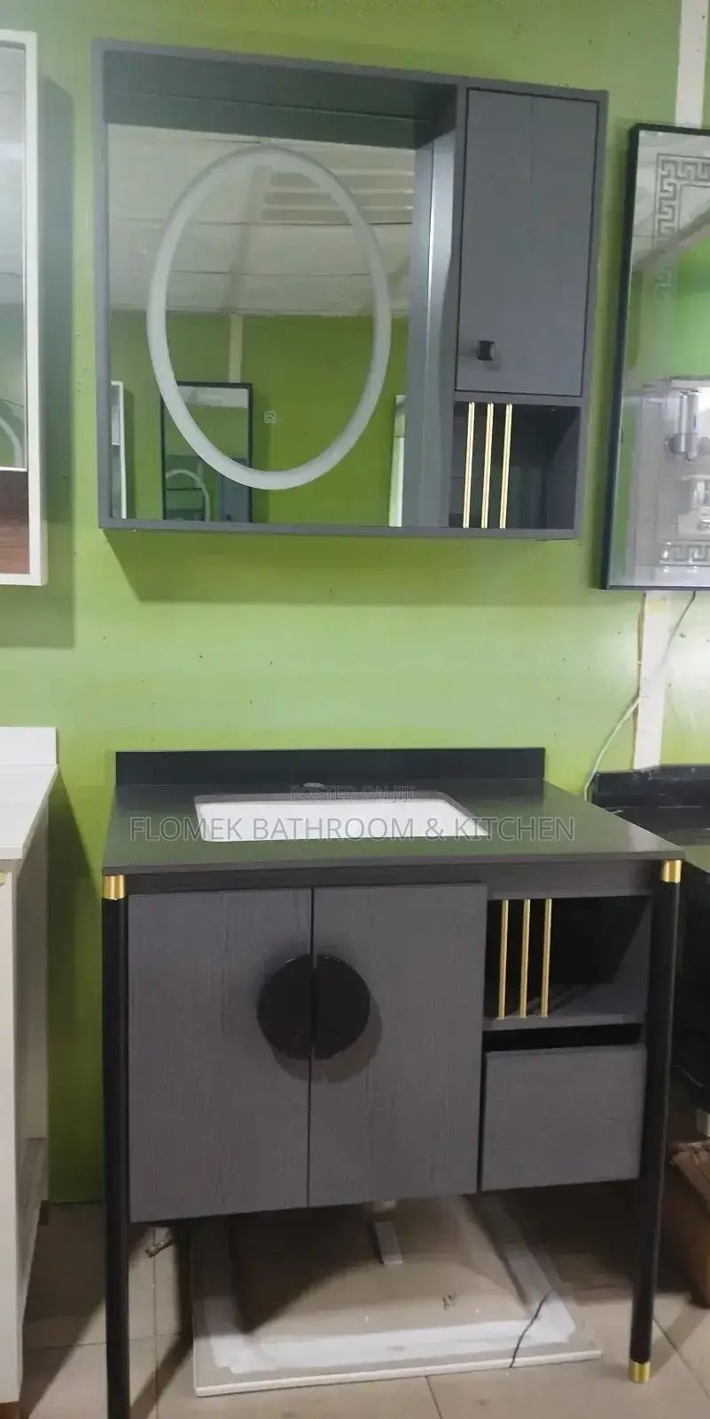 Luxury Wooden Stylish Gray Bathroom Cabinet