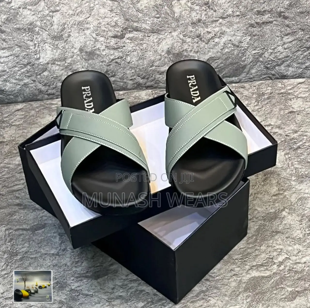Prada Leather Slipers Available in Green and Black 40-46