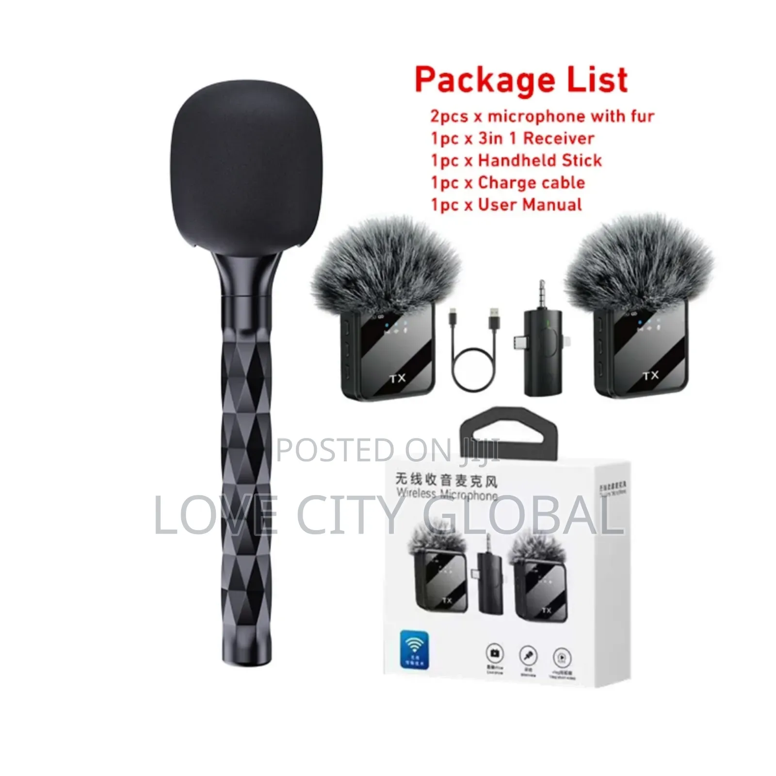 3in1 Wireless Mic Handheld Stick Lapel Microphone Kit F11-2
