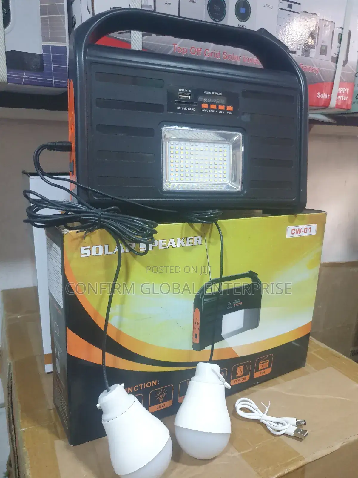 Solar Rechargeable Speaker Cw-01 With Dc Bulbs