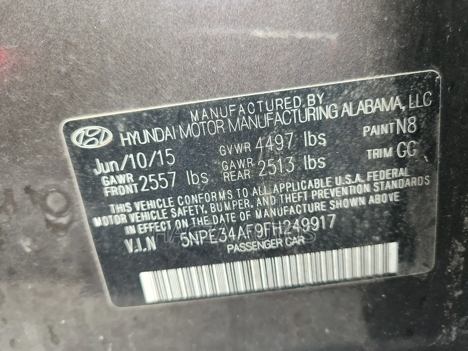Hyundai Sonata Sport 4dr Sedan (2.4L 4cyl 6A) 2015 Gray