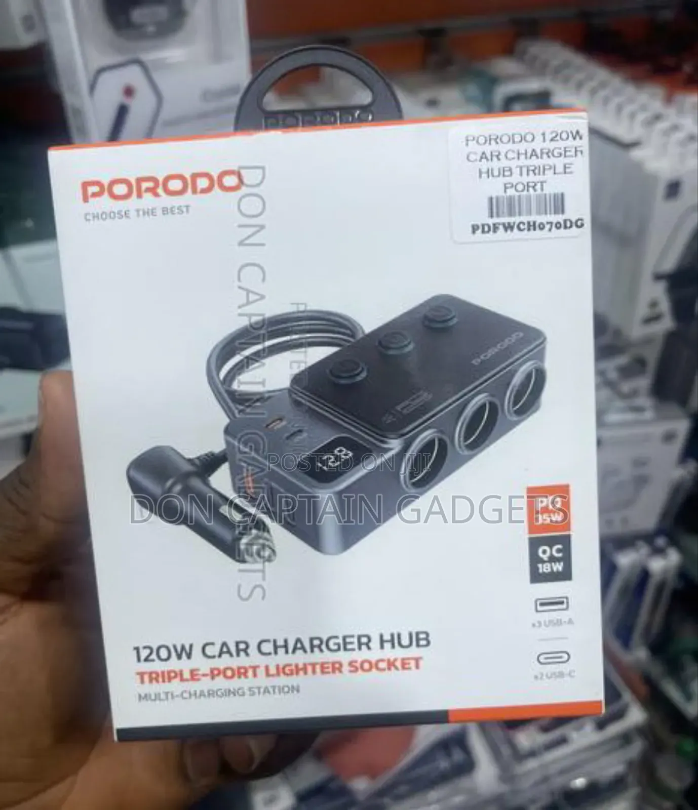 Porodo 120w Car Charger Hub
