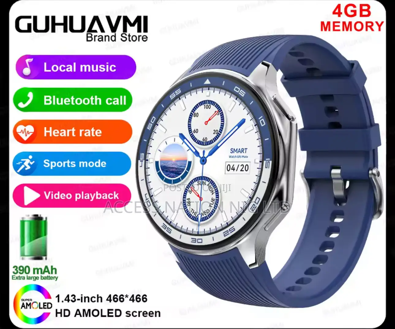 Dt Watch X Smart Watch Amoled Hd Screen 4gb Ip68 Waterproof