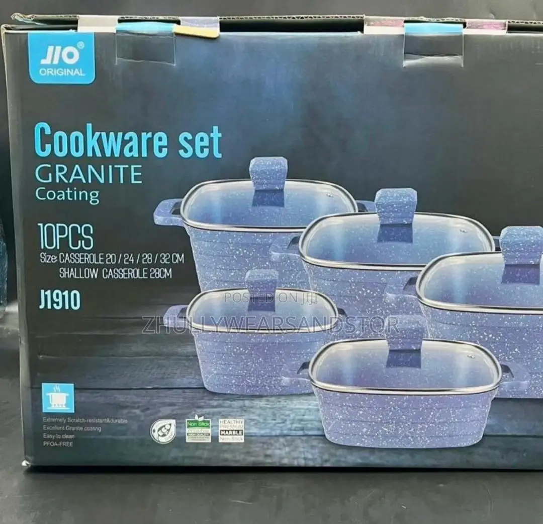 10pcs Oroginal Jio Cookware Set Granite Coating Pots Set