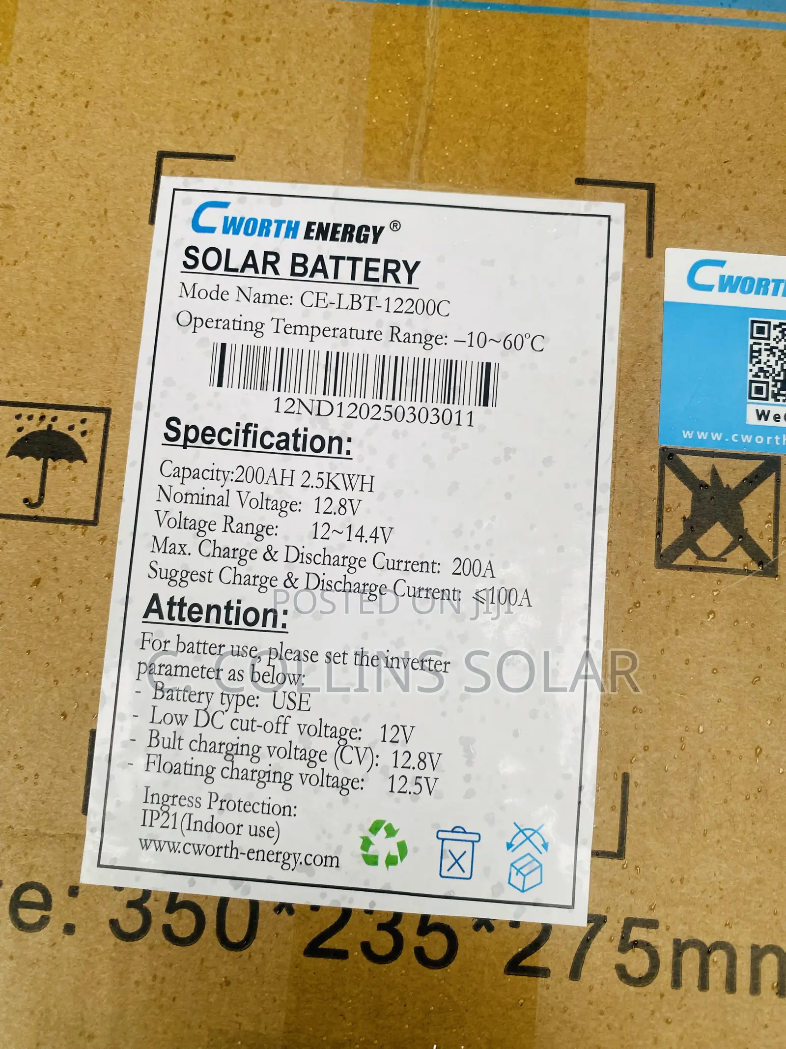 2.5kwh 12v Cworth Lithium Battery