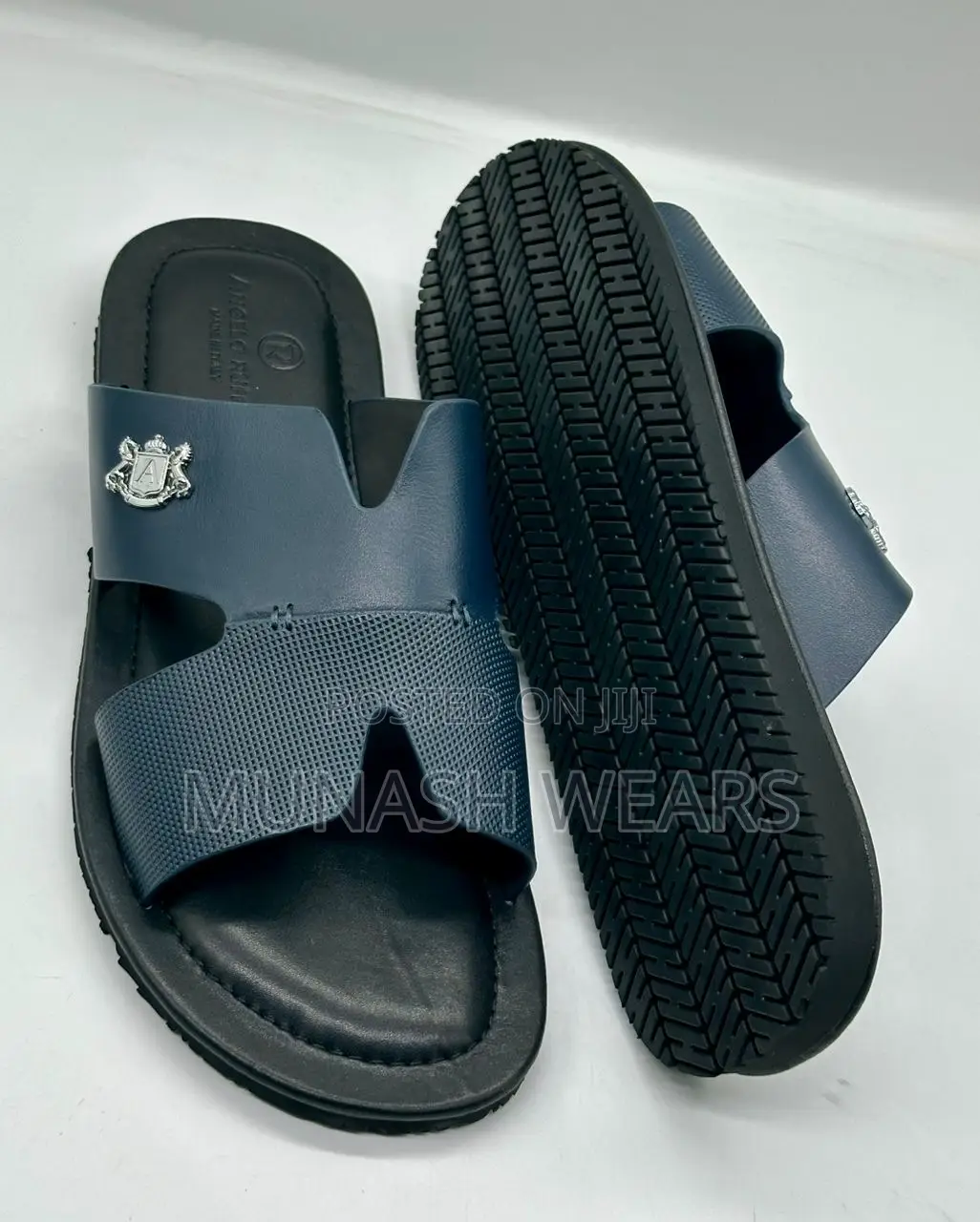 Original Leather Italian Slipers Blue ,Brown and Black