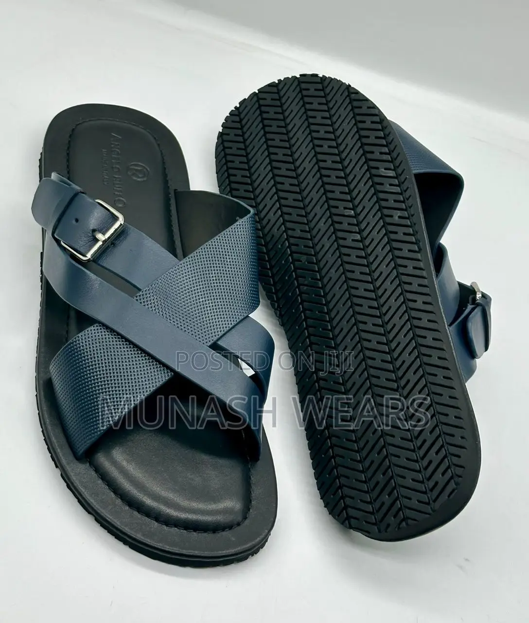 Original Leather Italian Slipers Blue ,Brown and Black