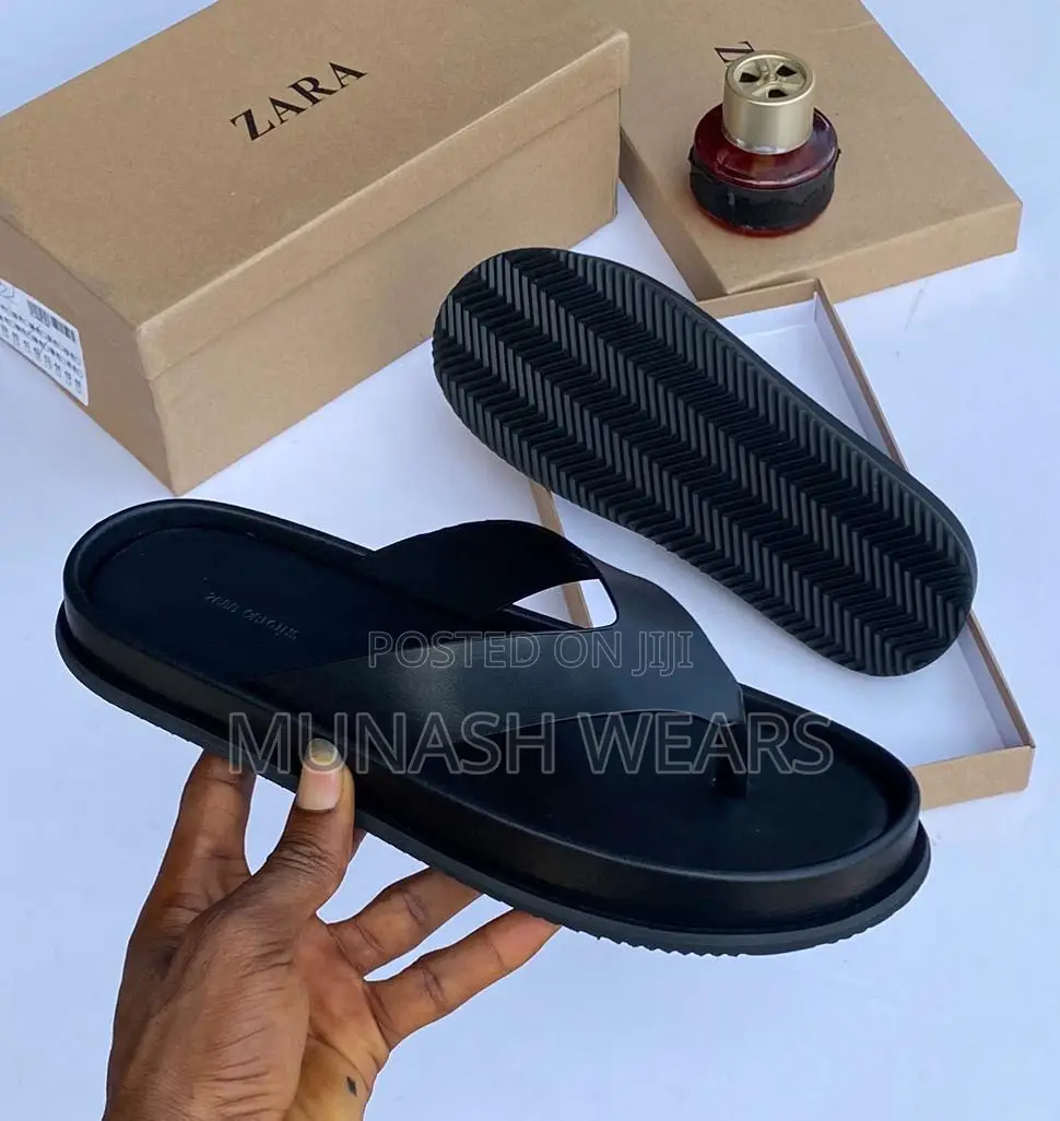 Zara Leather Slipers 40-46 Available in Brown and Black