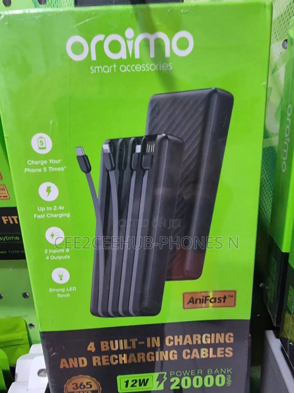Oraimo 12w 20,000mah With 4 Built in Cable