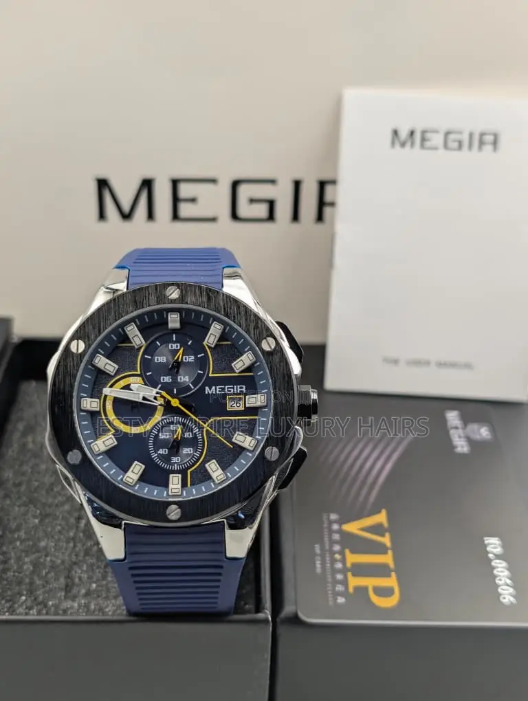 High Quality Luxury Megir Rubber Strap Wristwatch At