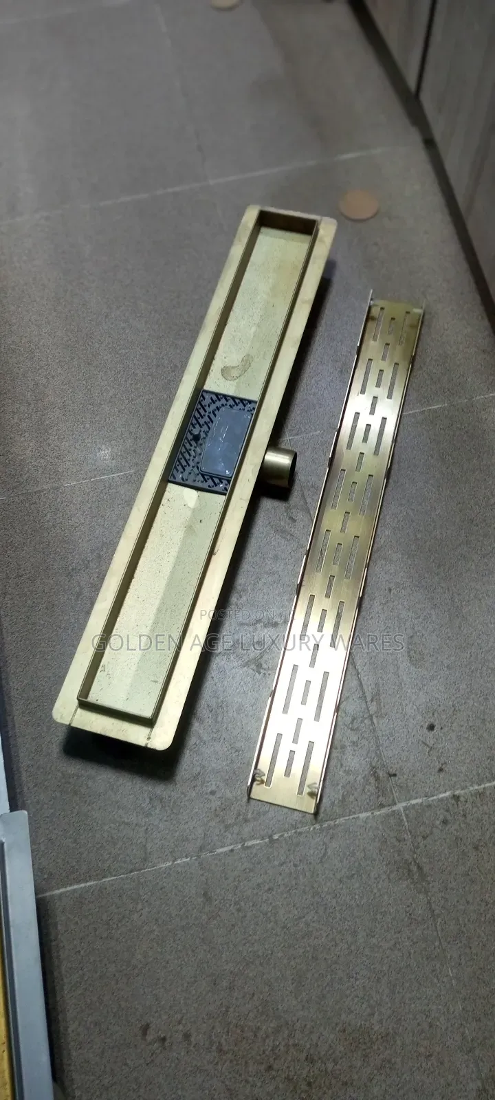 Gold 60cm Side Outlet Floor Drain