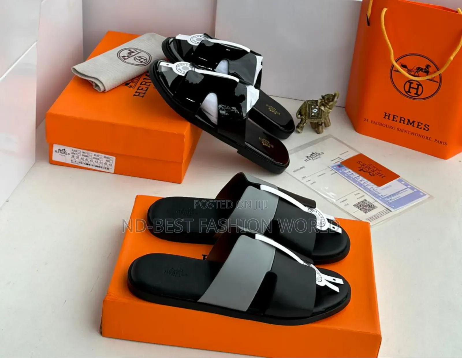 Shinning Leather Hermes Slippers