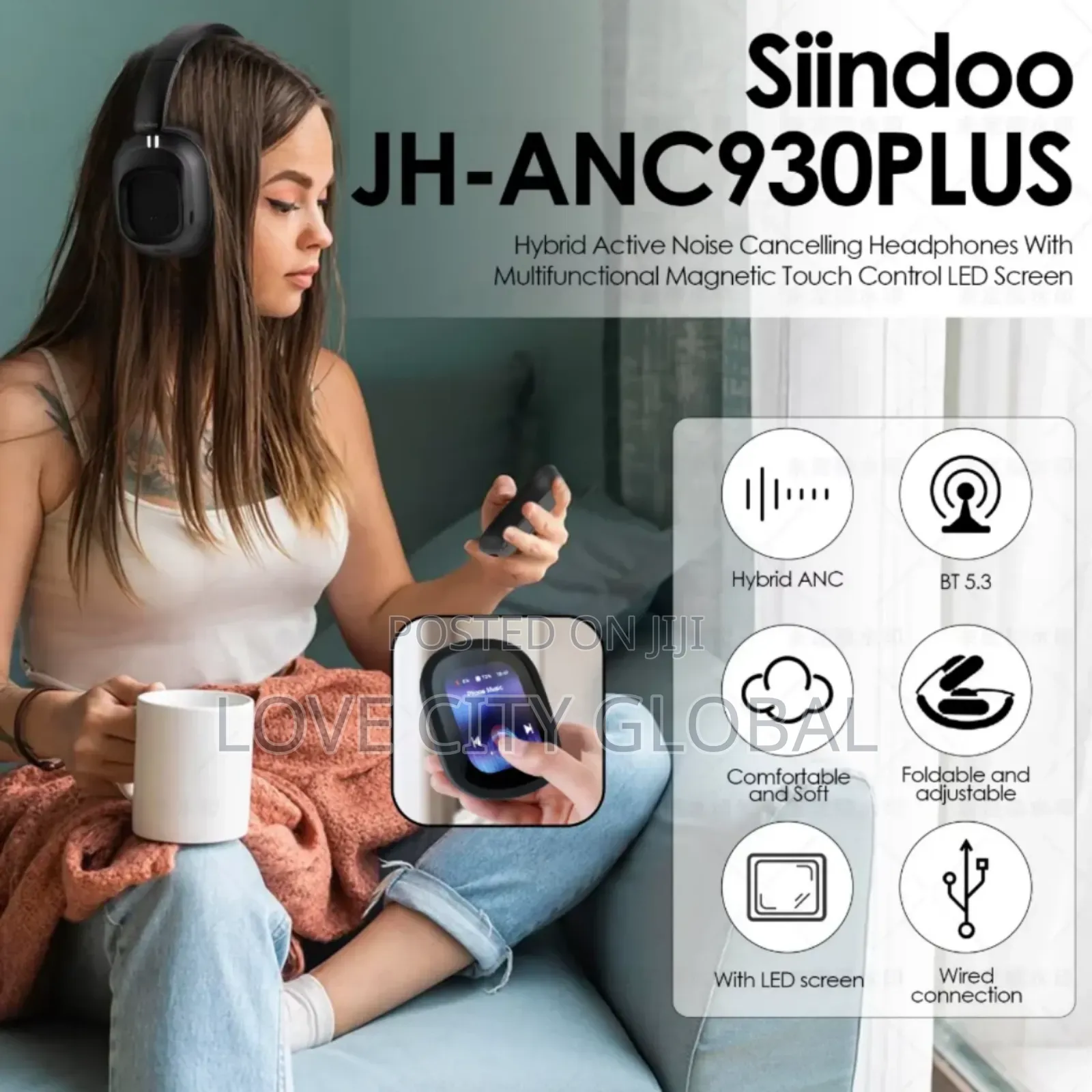 Sinndoo Jn-Anc930plus Smart Touchscreen Headphone With Bag