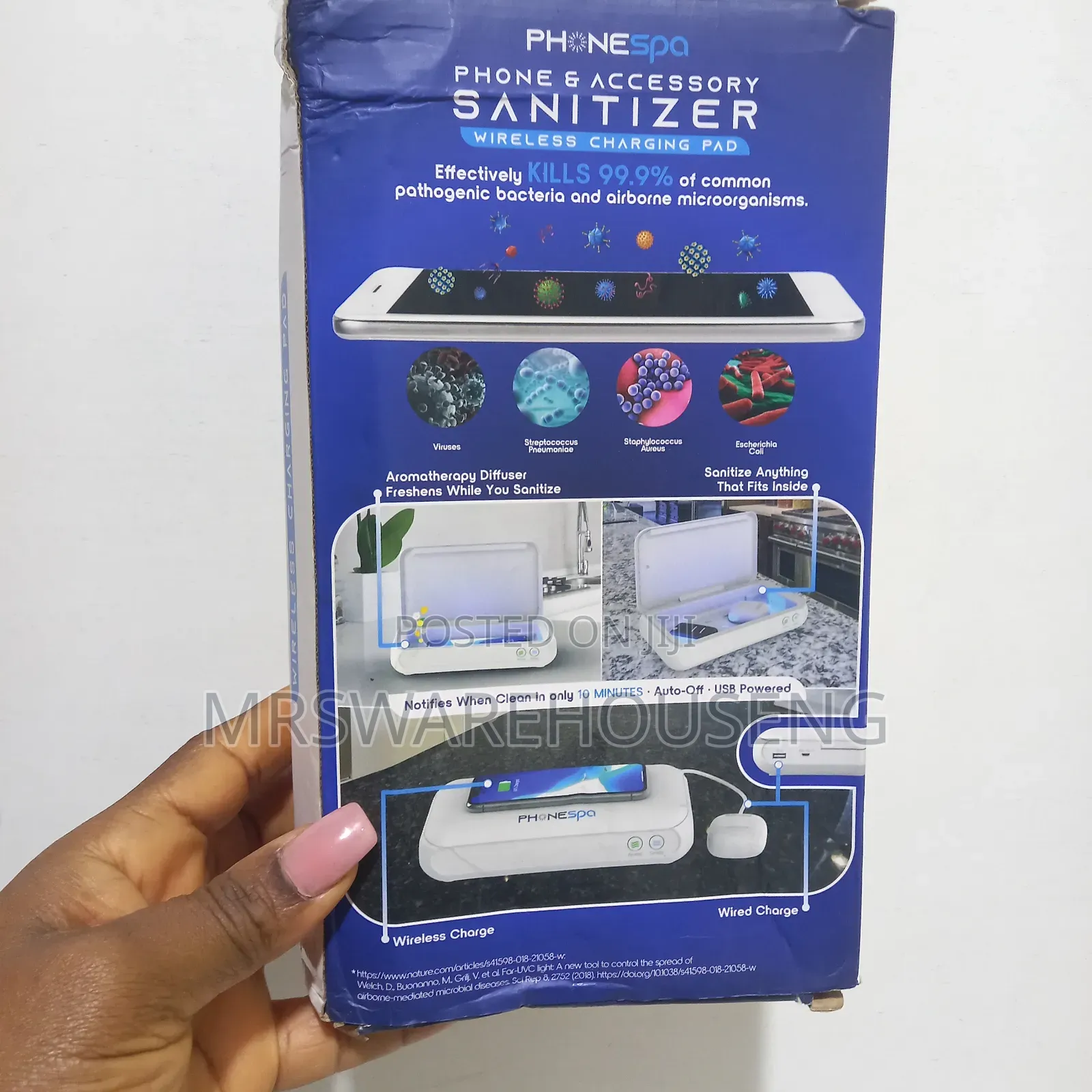 Phone and Accessory Sanitizer With Wireless Charging Pad