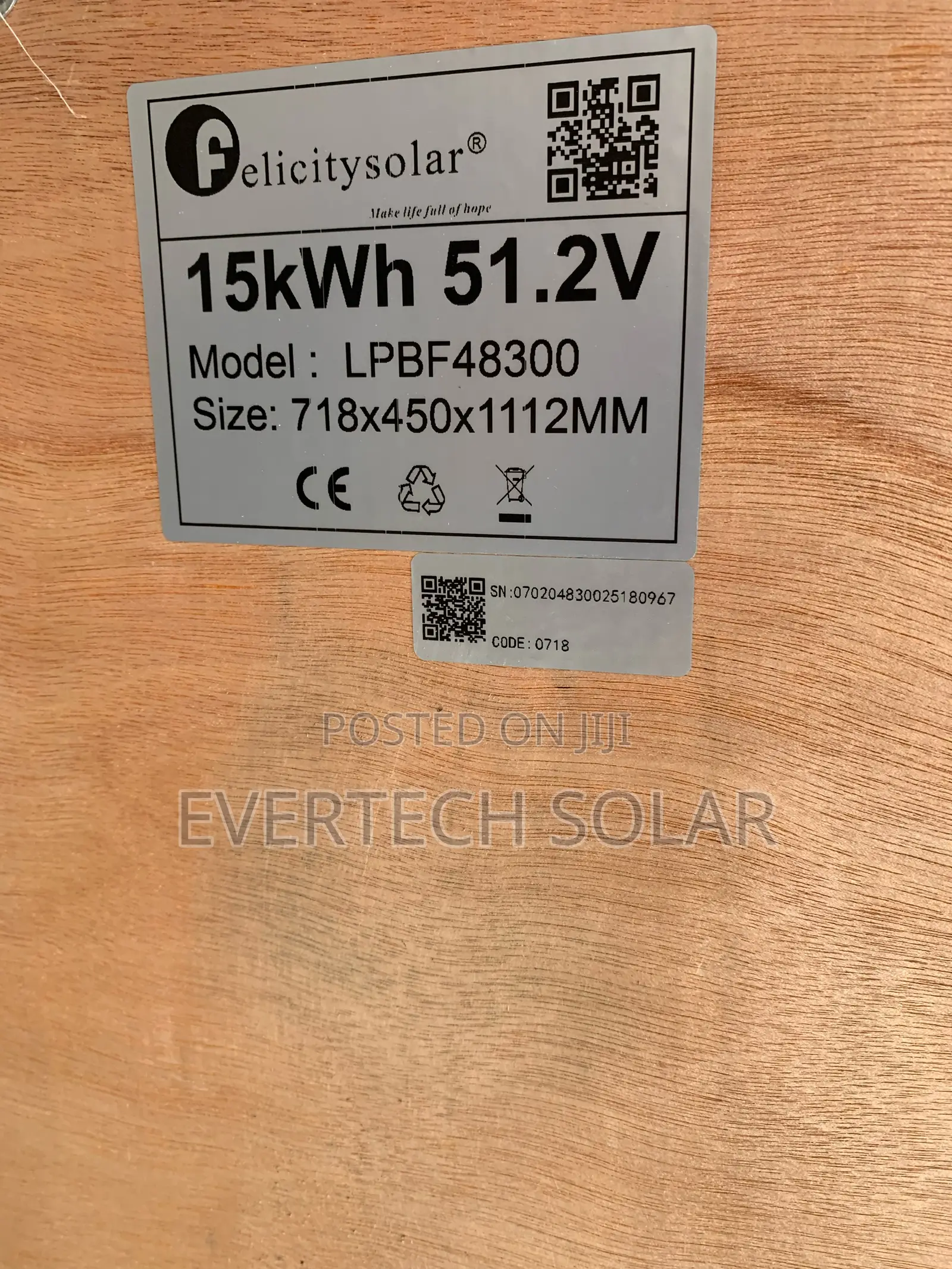 15 KWHS Felicity Lithium Ion Phosphate Battery 51.2v