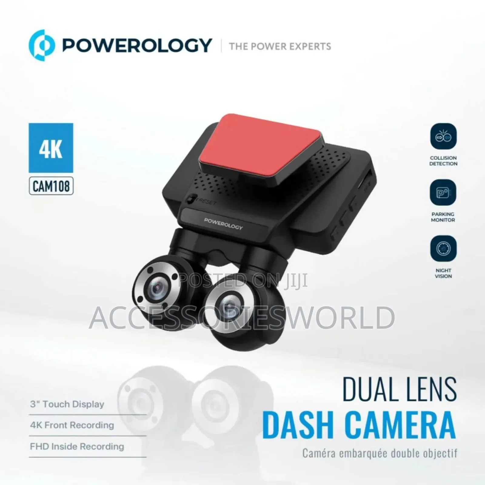 Powerology Dual Lens Dash Camera (Cam108)