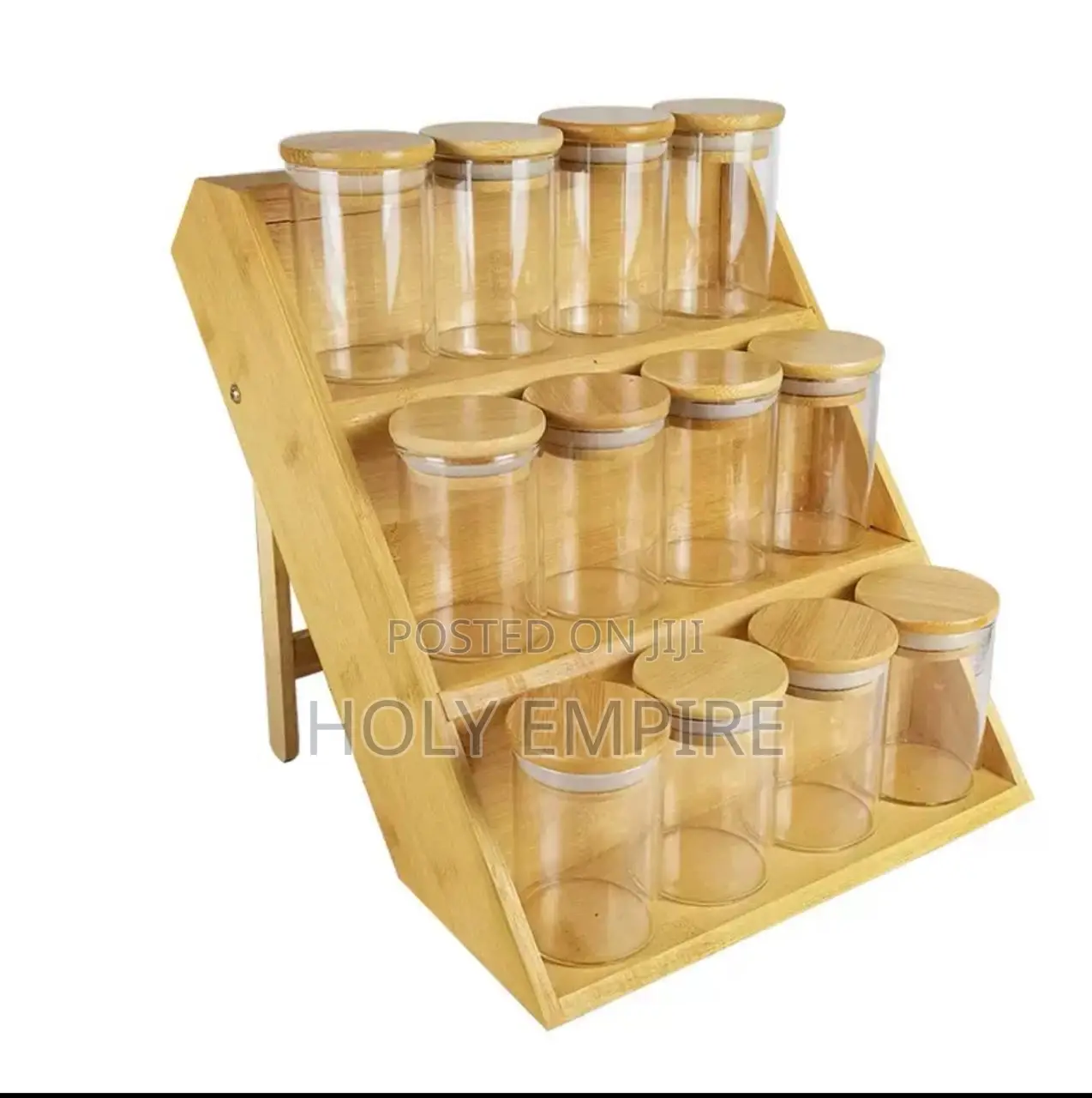 12 PCS Glass Spice Storage Jars With Wooden Bamboo Lid Set