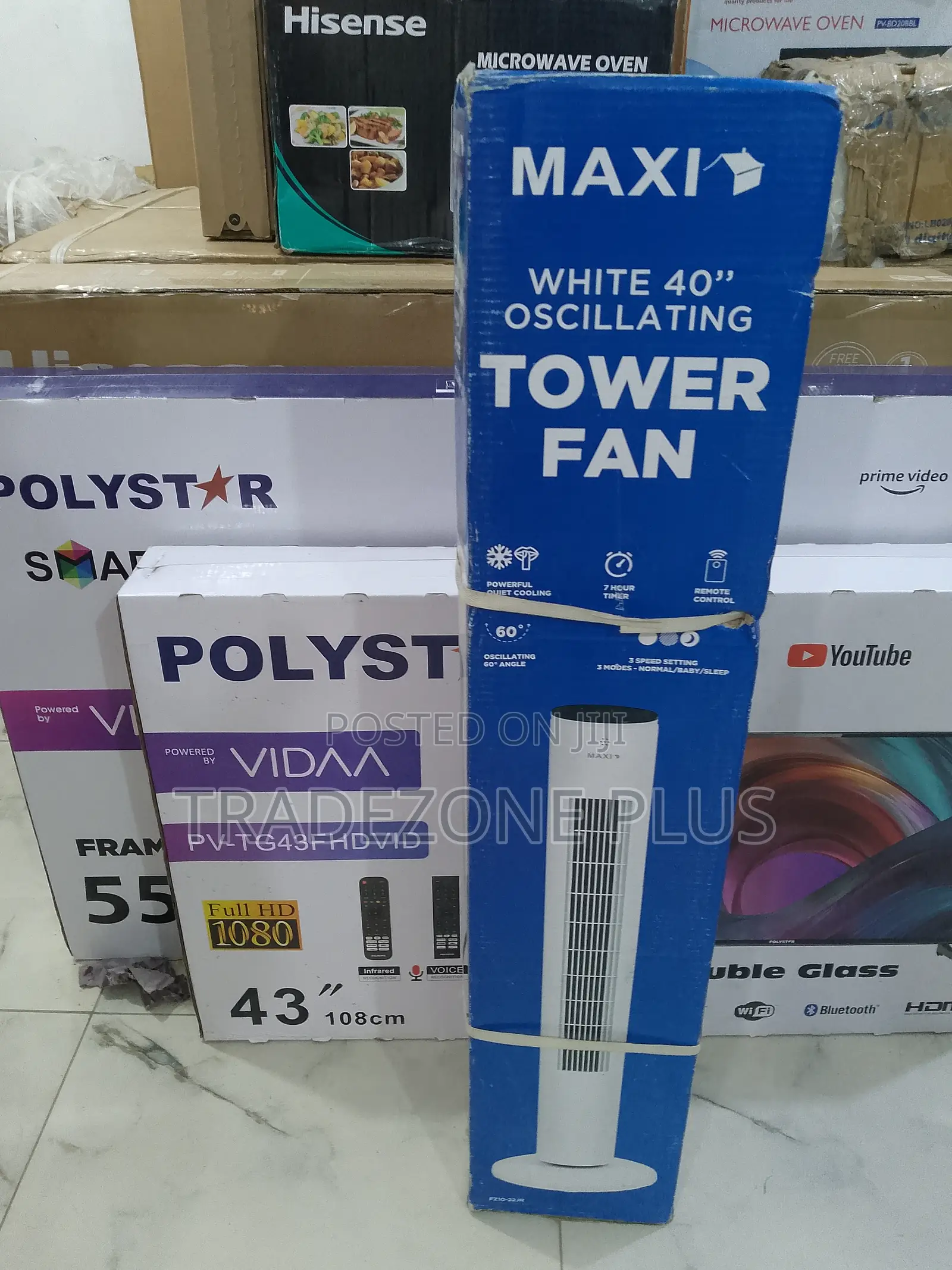 Maxi Oscillating Tower Fan Model Fz10-22jr –3-Speed Settings