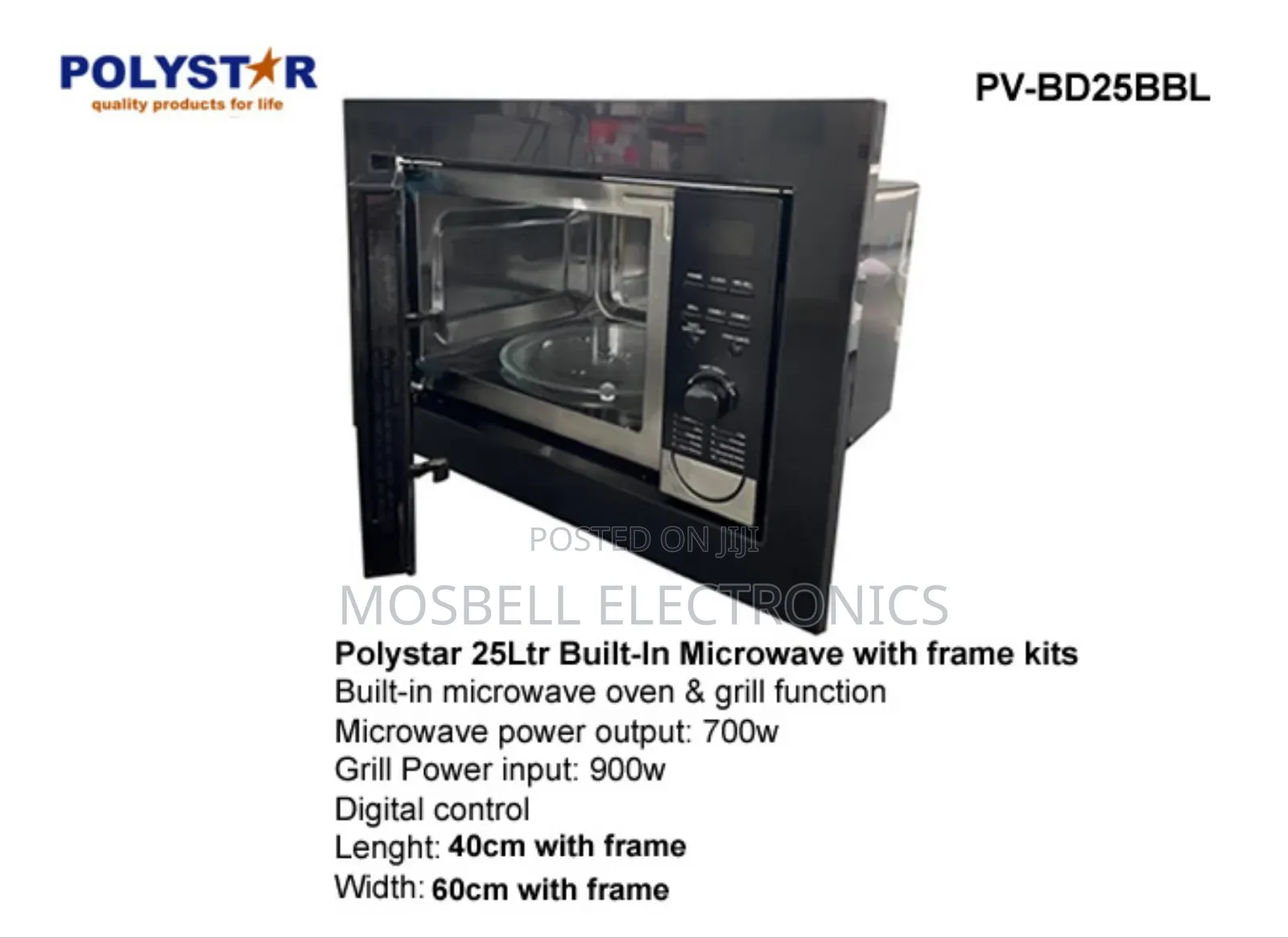 Polystar 25litres Built-in Microwave With Frame Kits