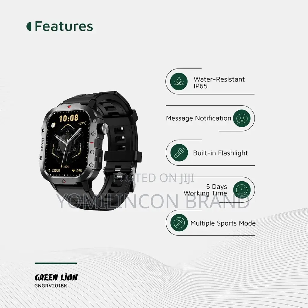 Green Lion Gravix Smart Watch - Black