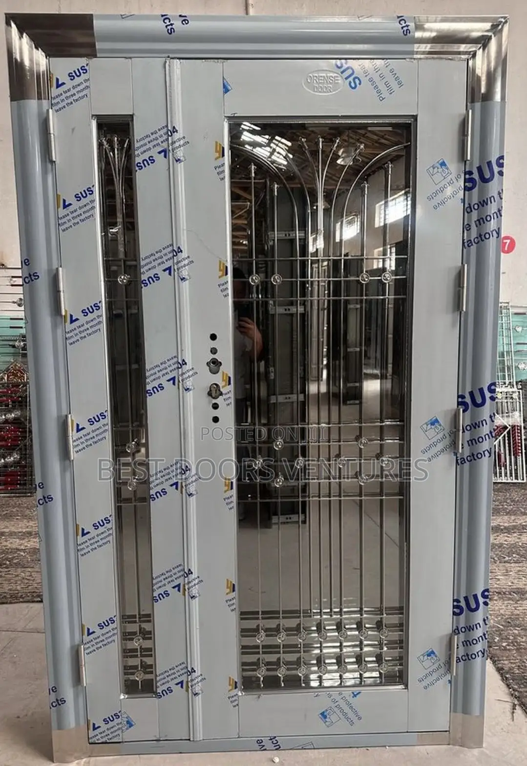 4ft by 7ft Stainless Glass Door Series 009